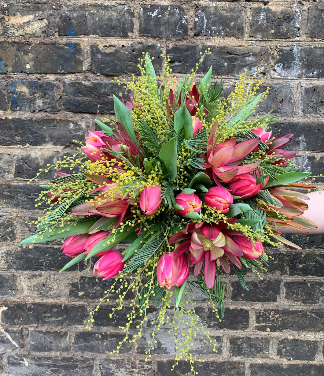 Tulip and foliage bouquet